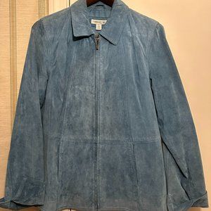 Ladies Coldwater Creek Blue Suede Leather Jacket- Size M, Nice Used Condition